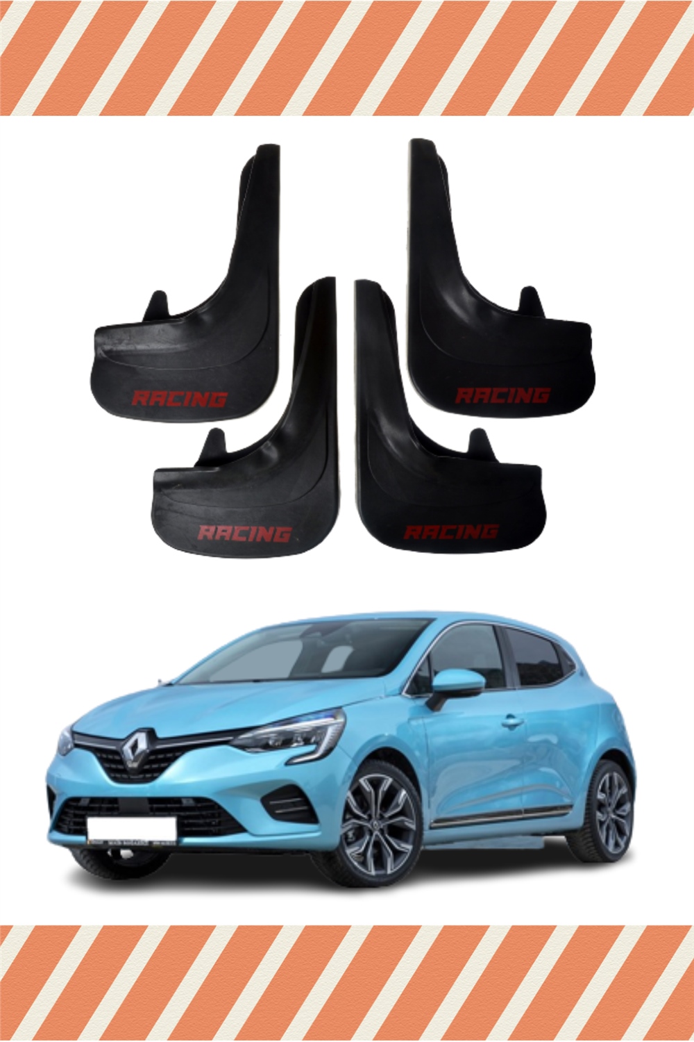 Renault Clio 5 Racing Yazılı 4'Lü Tozluk Çamurluk Paçalık 