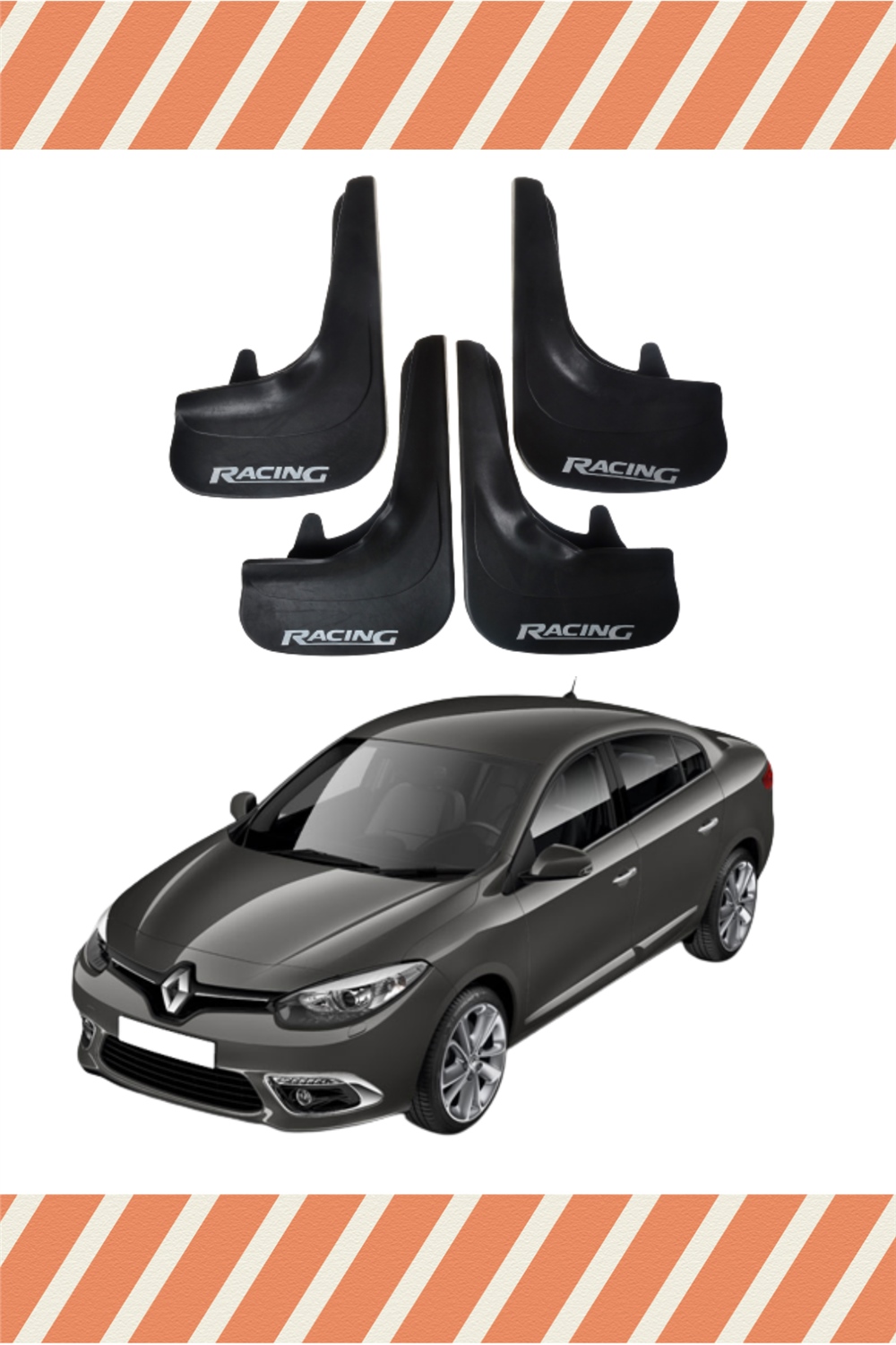 Renault Fluence Tüm Kasalar Racing Yazılı 4'Lü Tozluk Çamurluk Paçalık 
