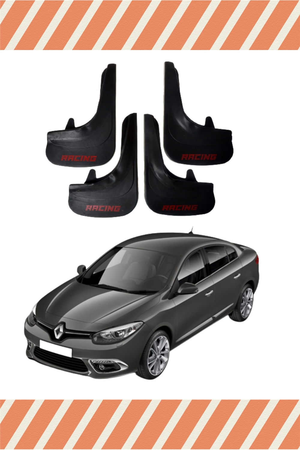 Renault Fluence Tüm Kasalar Racing Yazılı 4'Lü Tozluk Çamurluk Paçalık 