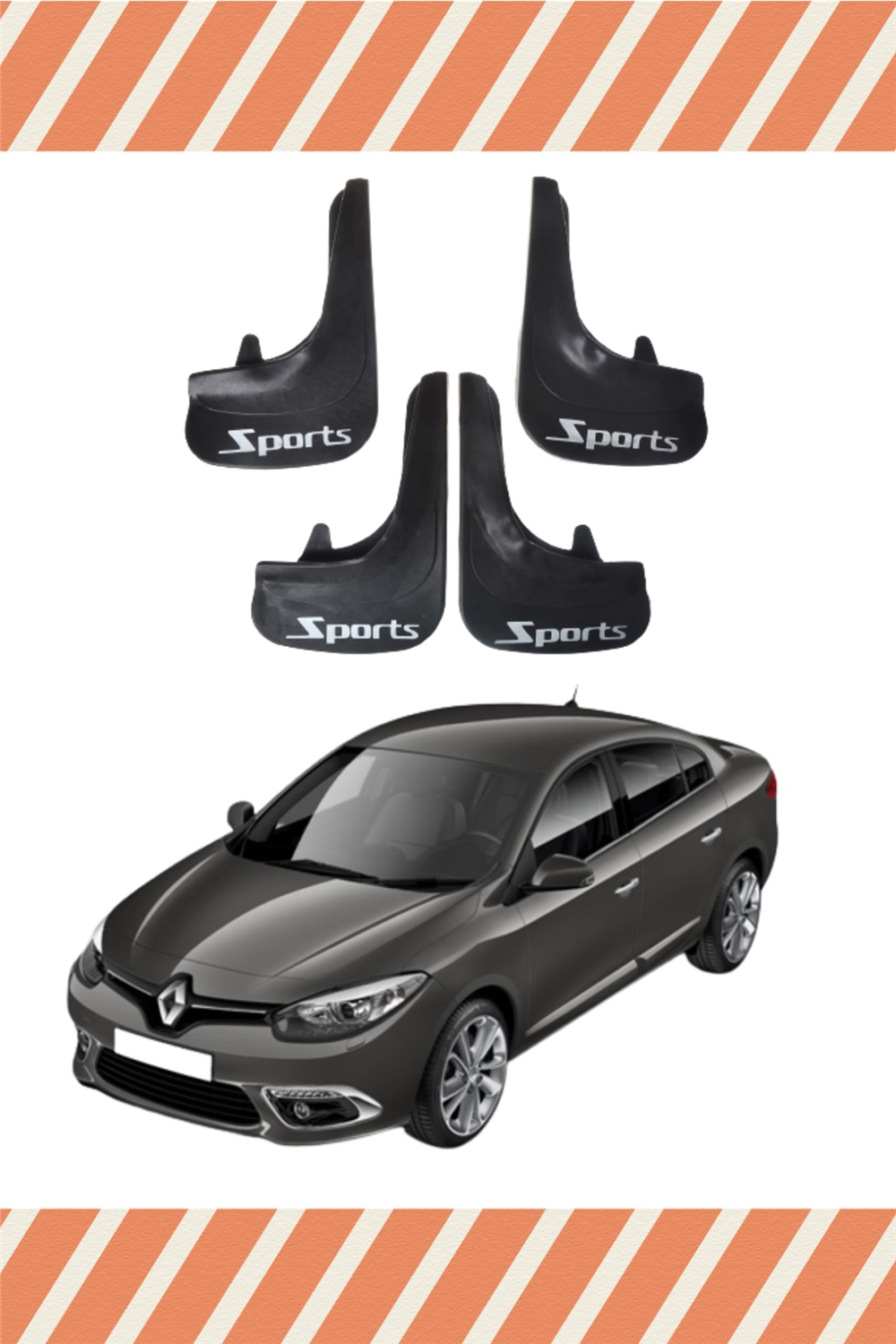Renault Fluence Tüm Kasalar Sports Yazılı 4'Lü Tozluk Çamurluk Paçalık 