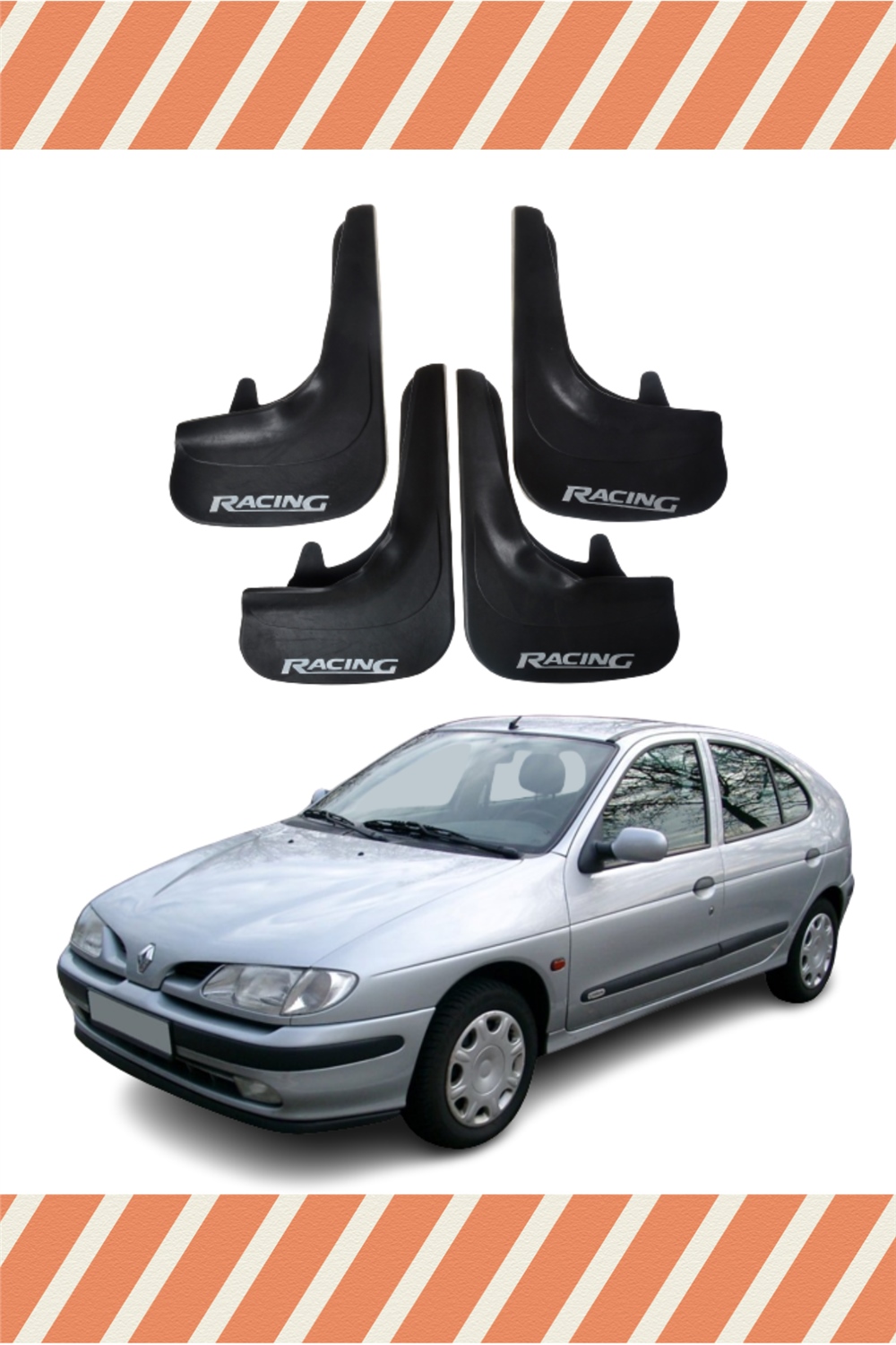 Renault Megane 1 Racing Yazılı 4'Lü Tozluk Çamurluk Paçalık 