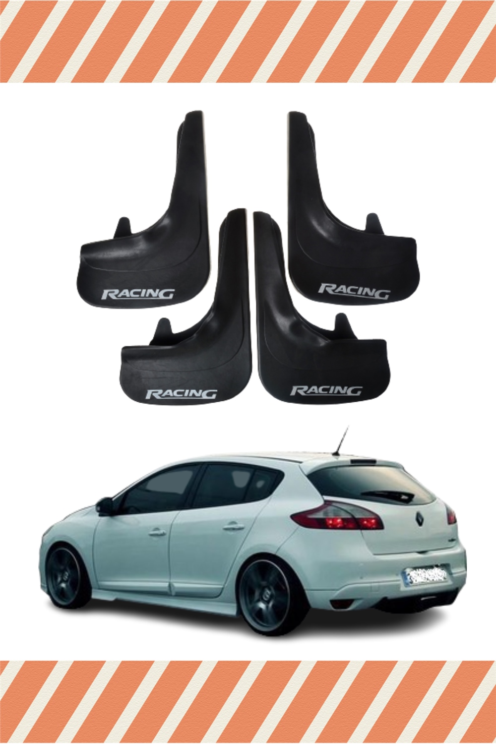 Renault Megane 3 Hb 2010-2016 Racing Yazılı 4'Lü Tozluk Çamurluk Paçalık 