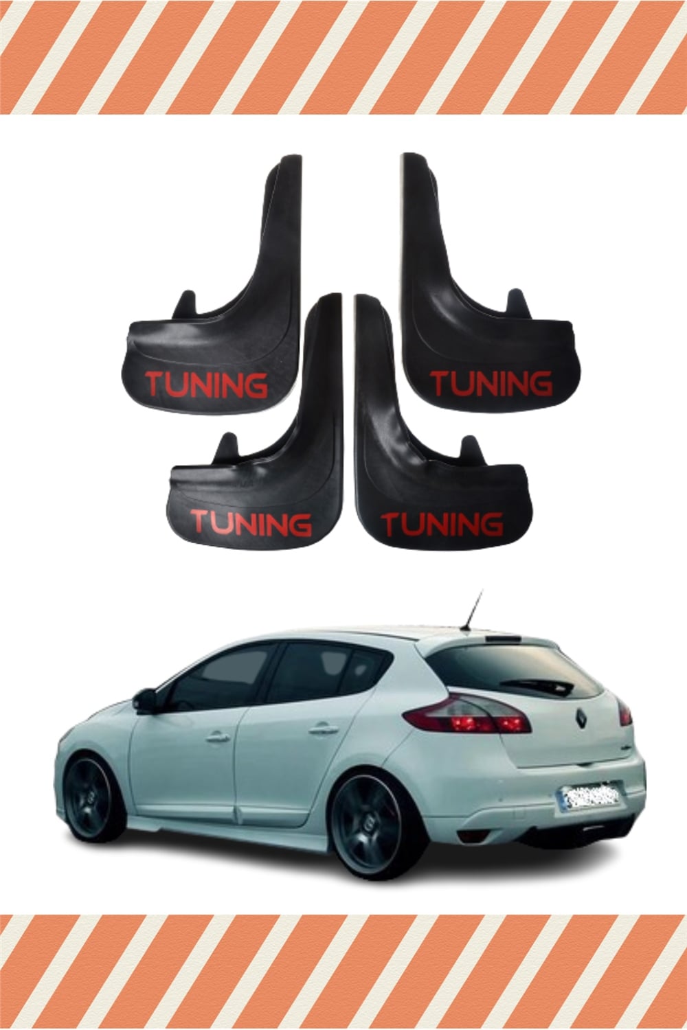 Renault Megane 3 Hb 2010-2016 Tunıng Yazılı 4'Lü Tozluk Çamurluk Paçalık 