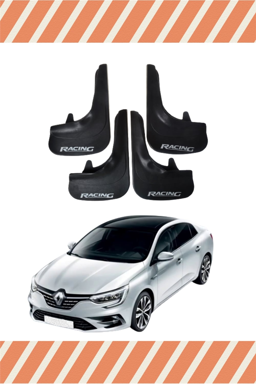 Renault Megane 4 Sd 2016-2021 Racing Yazılı 4'Lü Tozluk Çamurluk Paçalık 