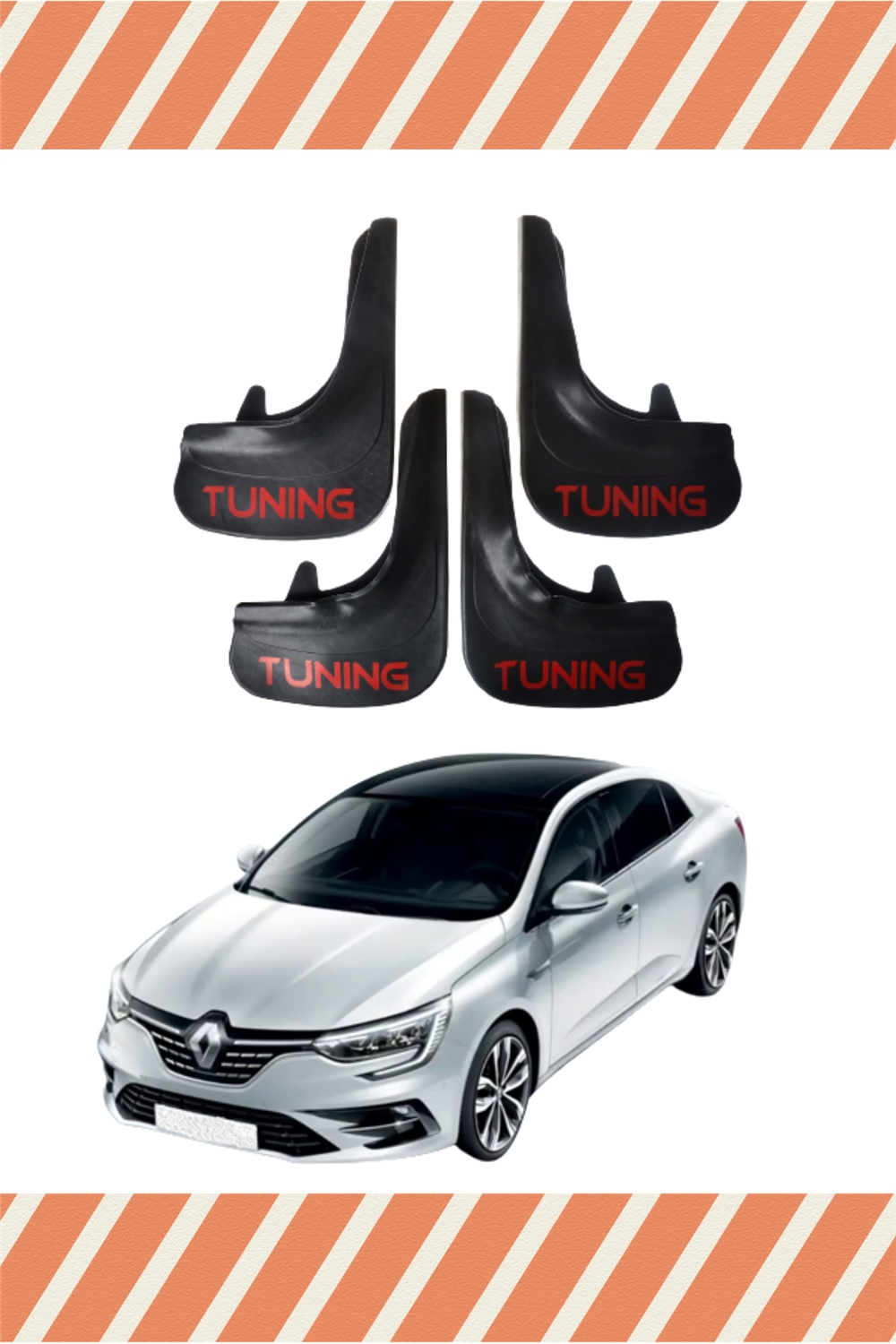 Renault Megane 4 Sd 2016-2021 Tunıng Yazılı 4'Lü Tozluk Çamurluk Paçalık  