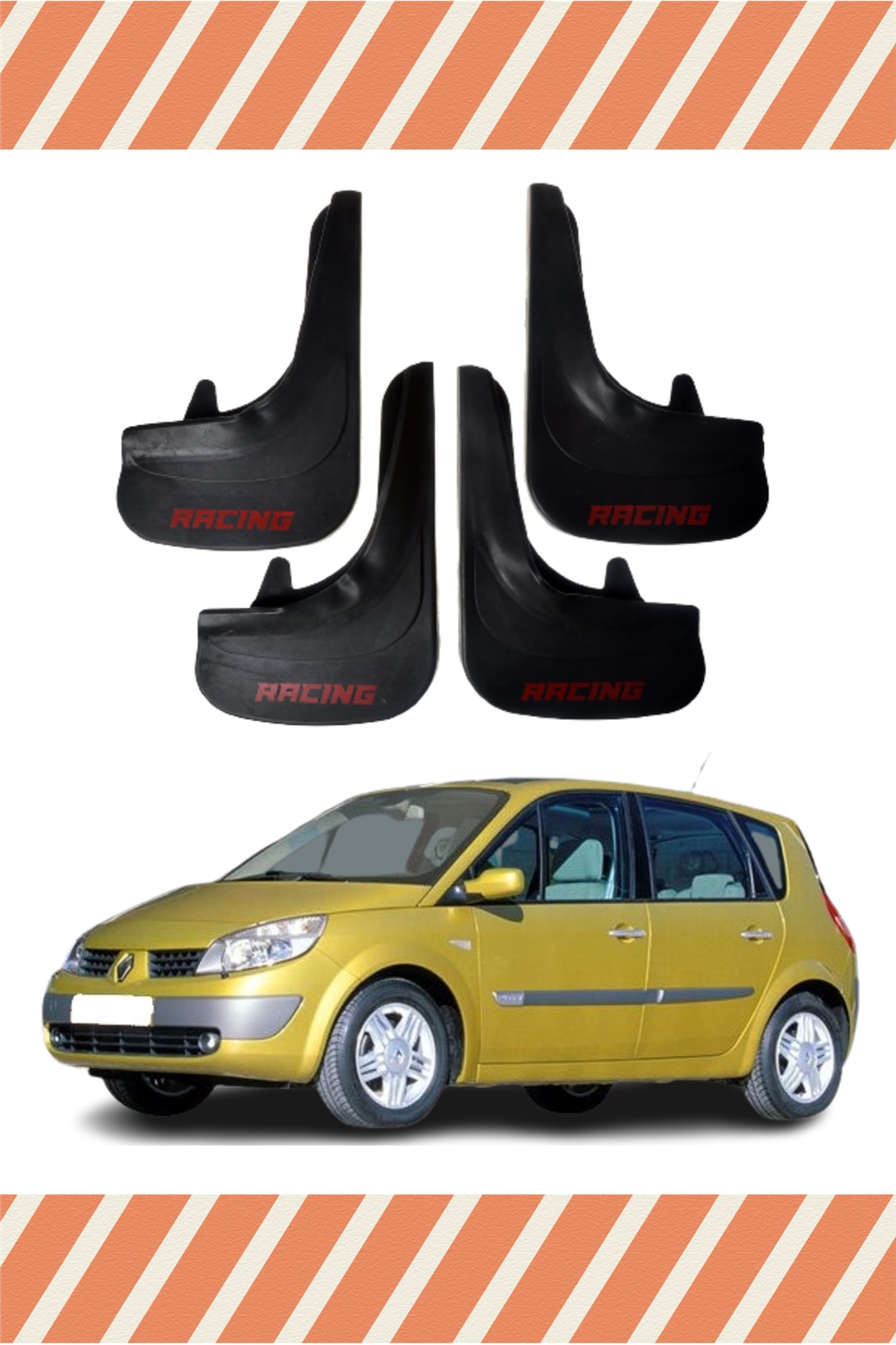 Renault Scenic Tüm Kasalar Racing Yazılı 4'Lü Tozluk Çamurluk Paçalık 