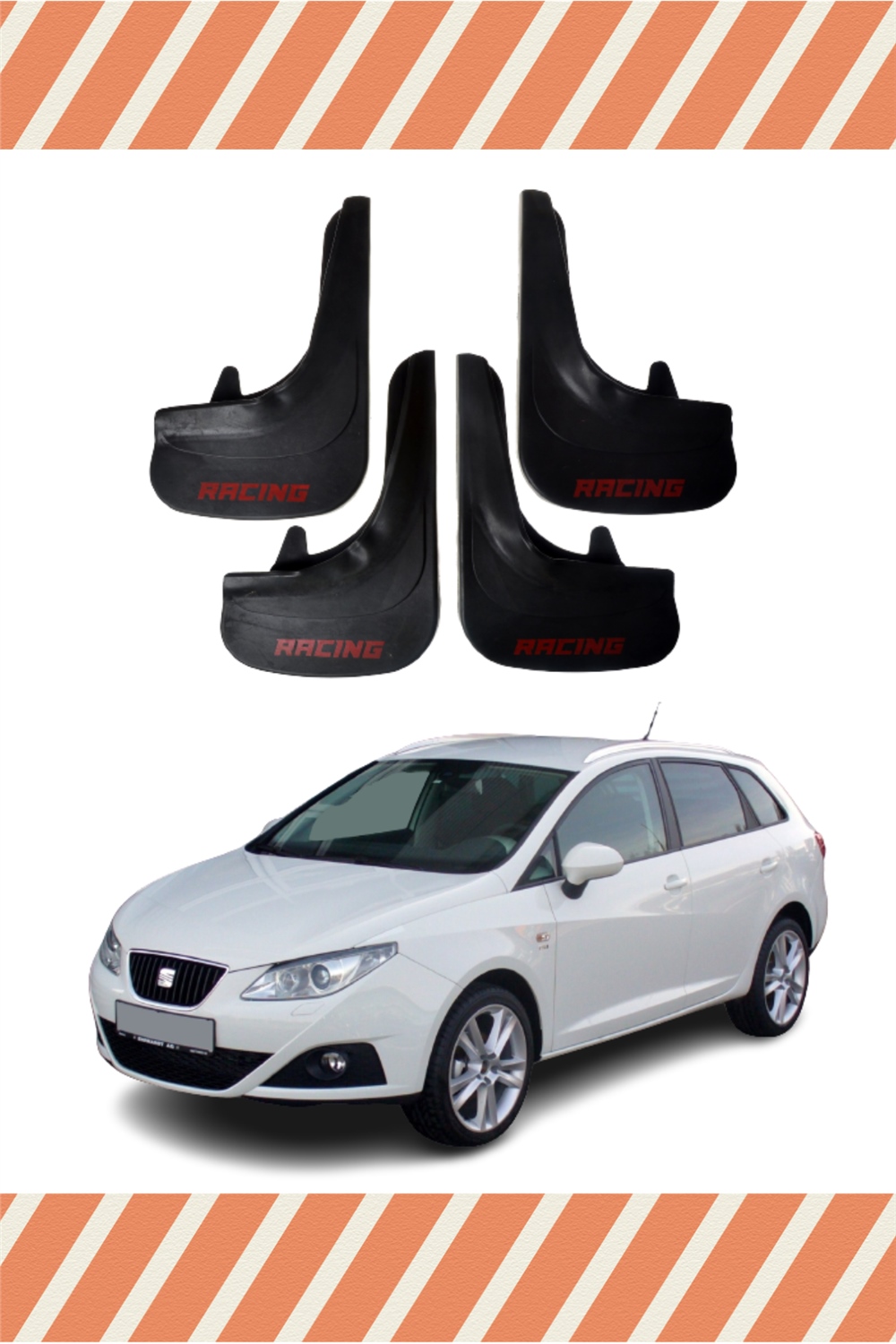 Seat İbiza Racing Yazılı 4'Lü Tozluk Çamurluk Paçalık 