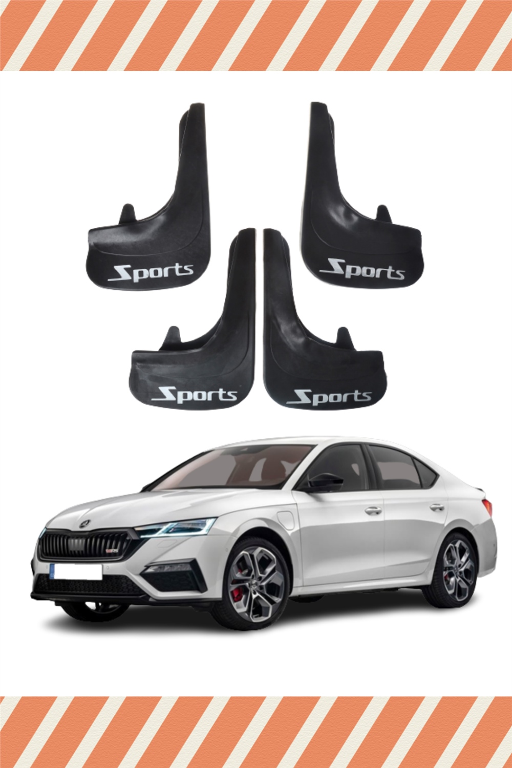 Skoda Octavia Sports Yazılı 4'Lü Tozluk Çamurluk Paçalık 