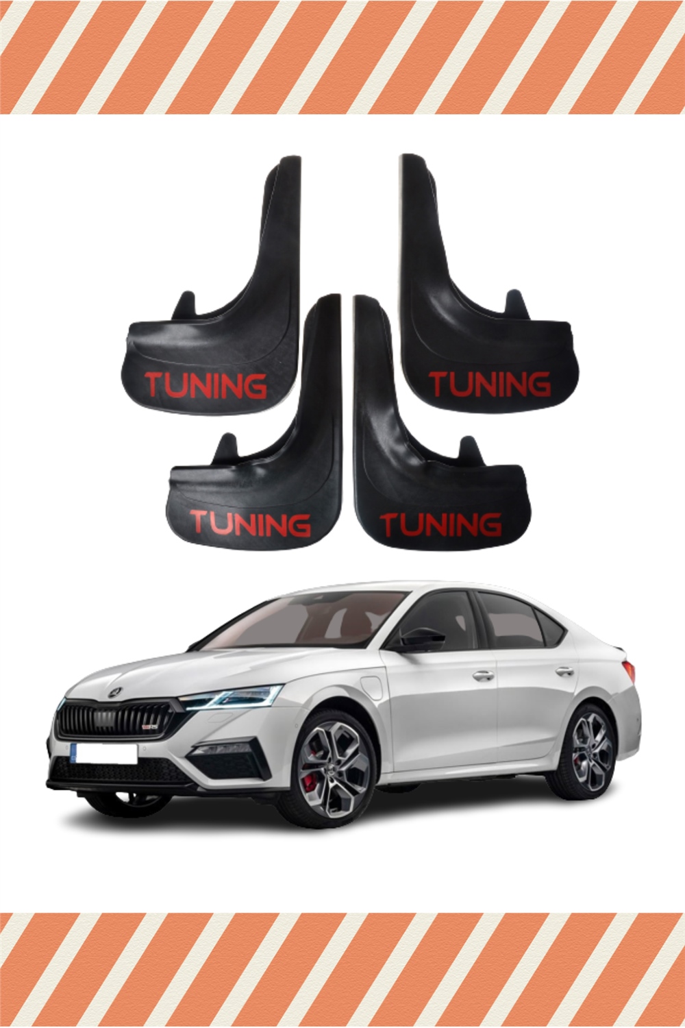 Skoda Octavia Tunıng  Yazılı 4'Lü Tozluk Çamurluk Paçalık 