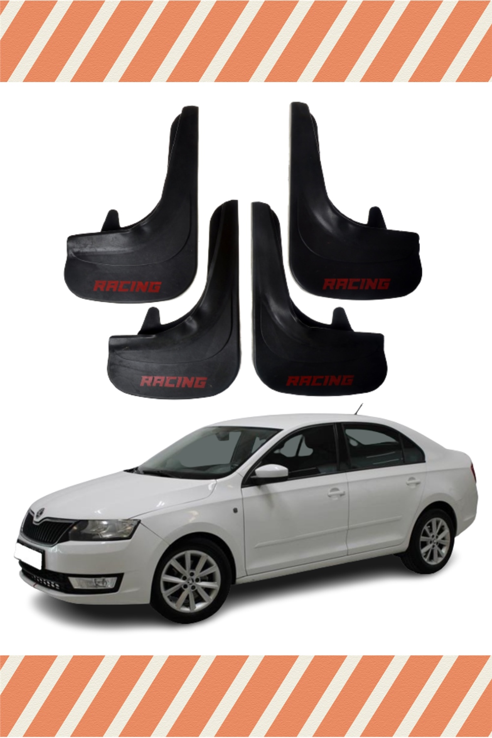 Skoda Rapid Racing Yazılı 4'Lü Tozluk Çamurluk Paçalık 