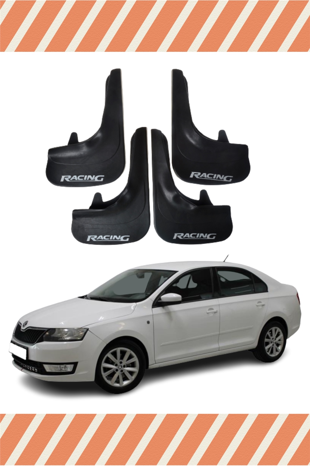 Skoda Rapid Racing Yazılı 4'Lü Tozluk Çamurluk Paçalık 