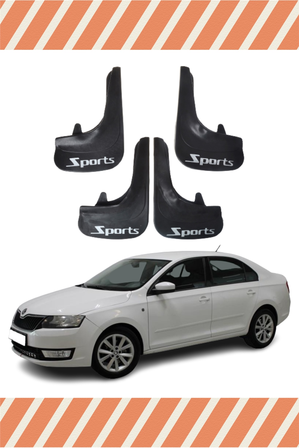 Skoda Rapid Sports Yazılı 4'Lü Tozluk Çamurluk Paçalık 