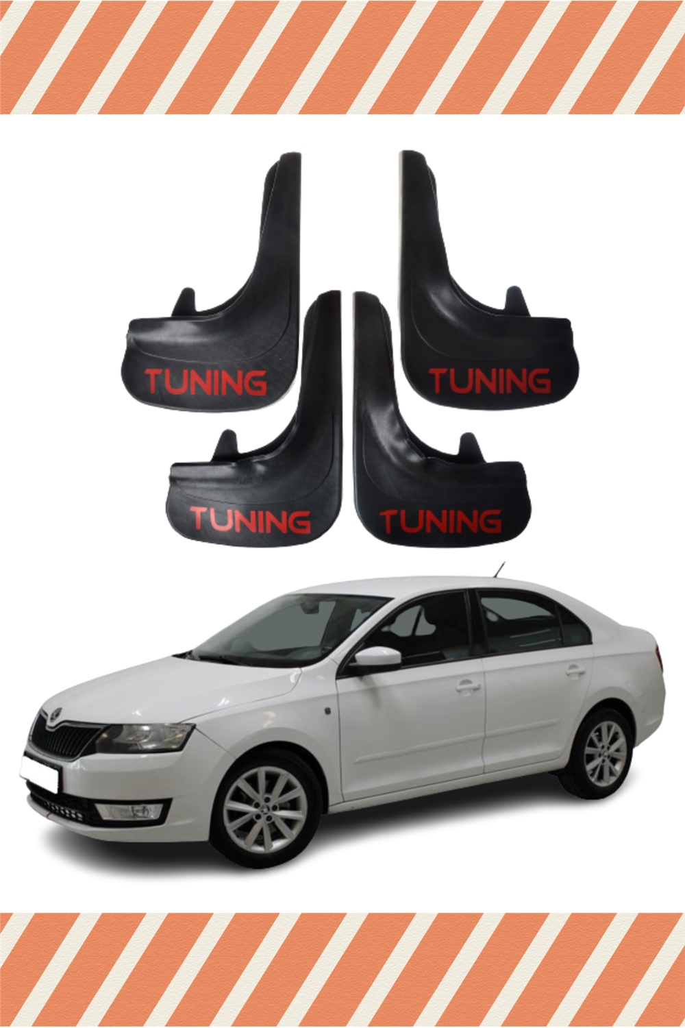Skoda Rapid Tunıng  Yazılı 4'Lü Tozluk Çamurluk Paçalık 