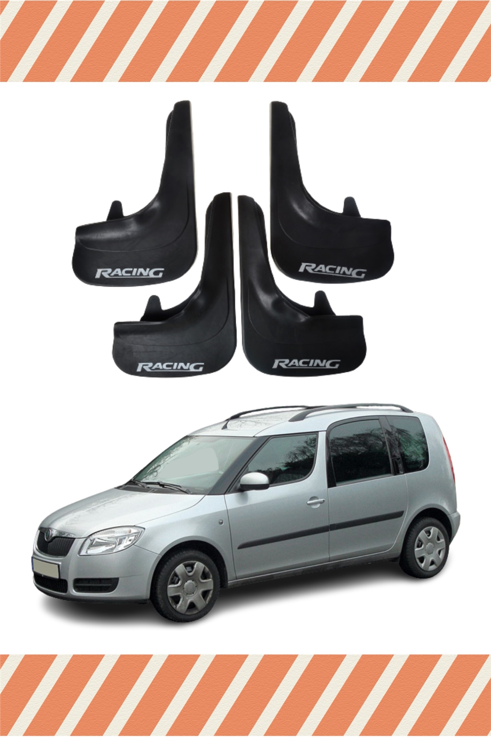 Skoda Roomster Racing Yazılı 4'Lü Tozluk Çamurluk Paçalık 