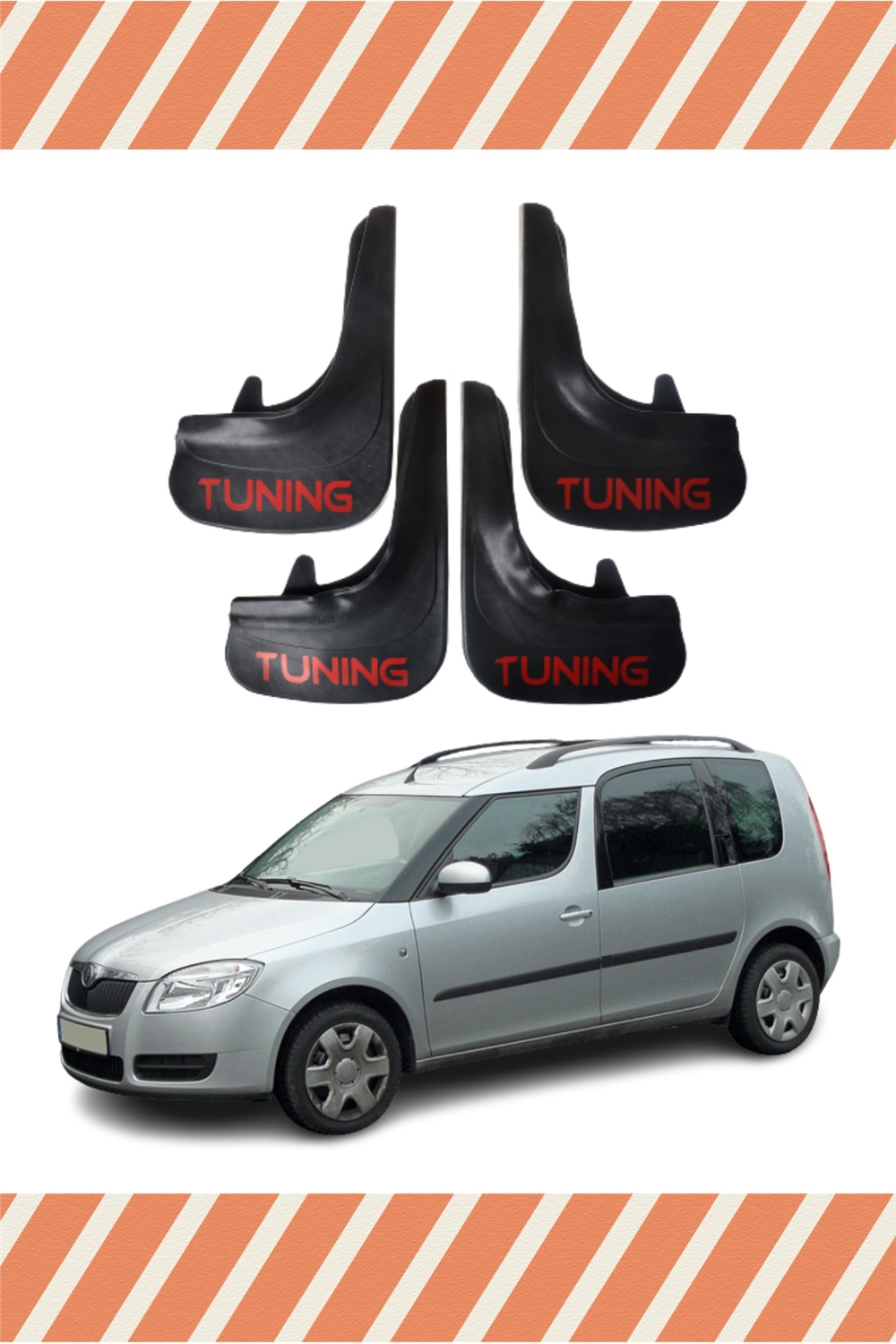 Skoda Roomster Tunıng Yazılı 4'Lü Tozluk Çamurluk Paçalık 