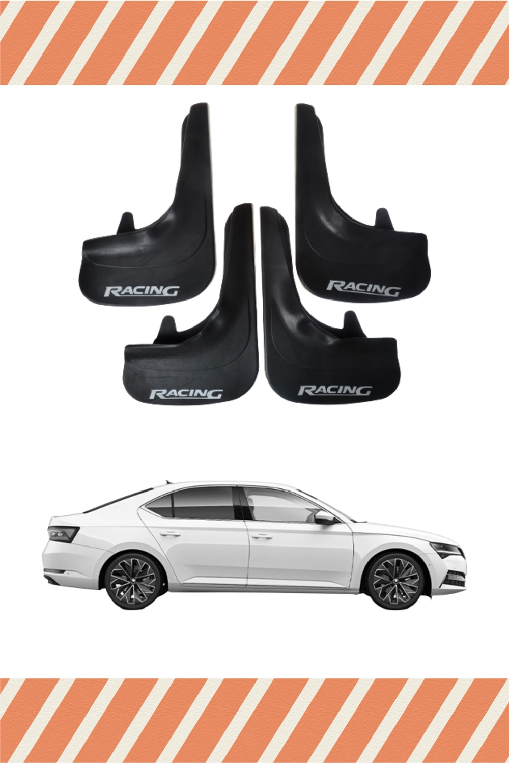 Skoda Superb Racing Yazılı 4'Lü Tozluk Çamurluk Paçalık 
