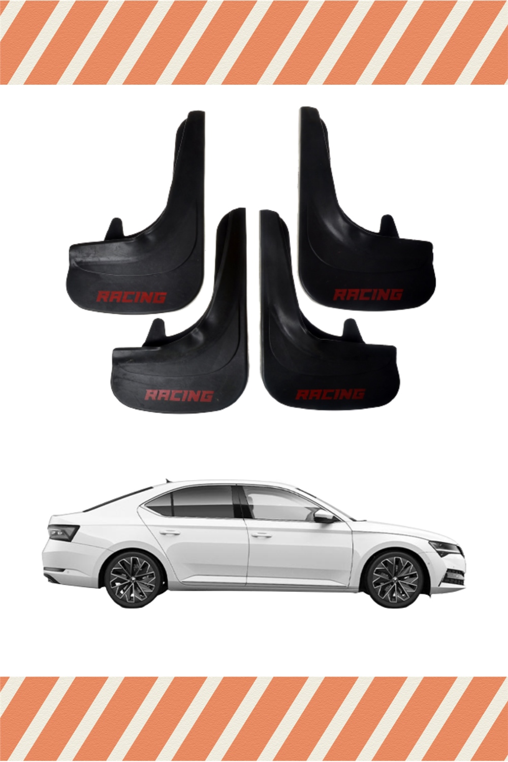 Skoda Superb Racing Yazılı 4'Lü Tozluk Çamurluk Paçalık 
