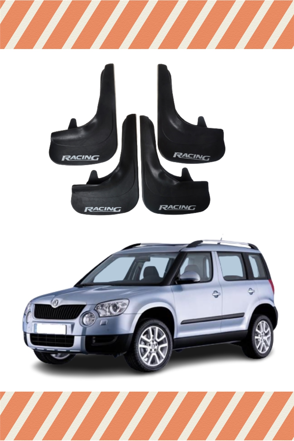 Skoda Yeti Racing Yazılı 4'Lü Tozluk Çamurluk Paçalık 
