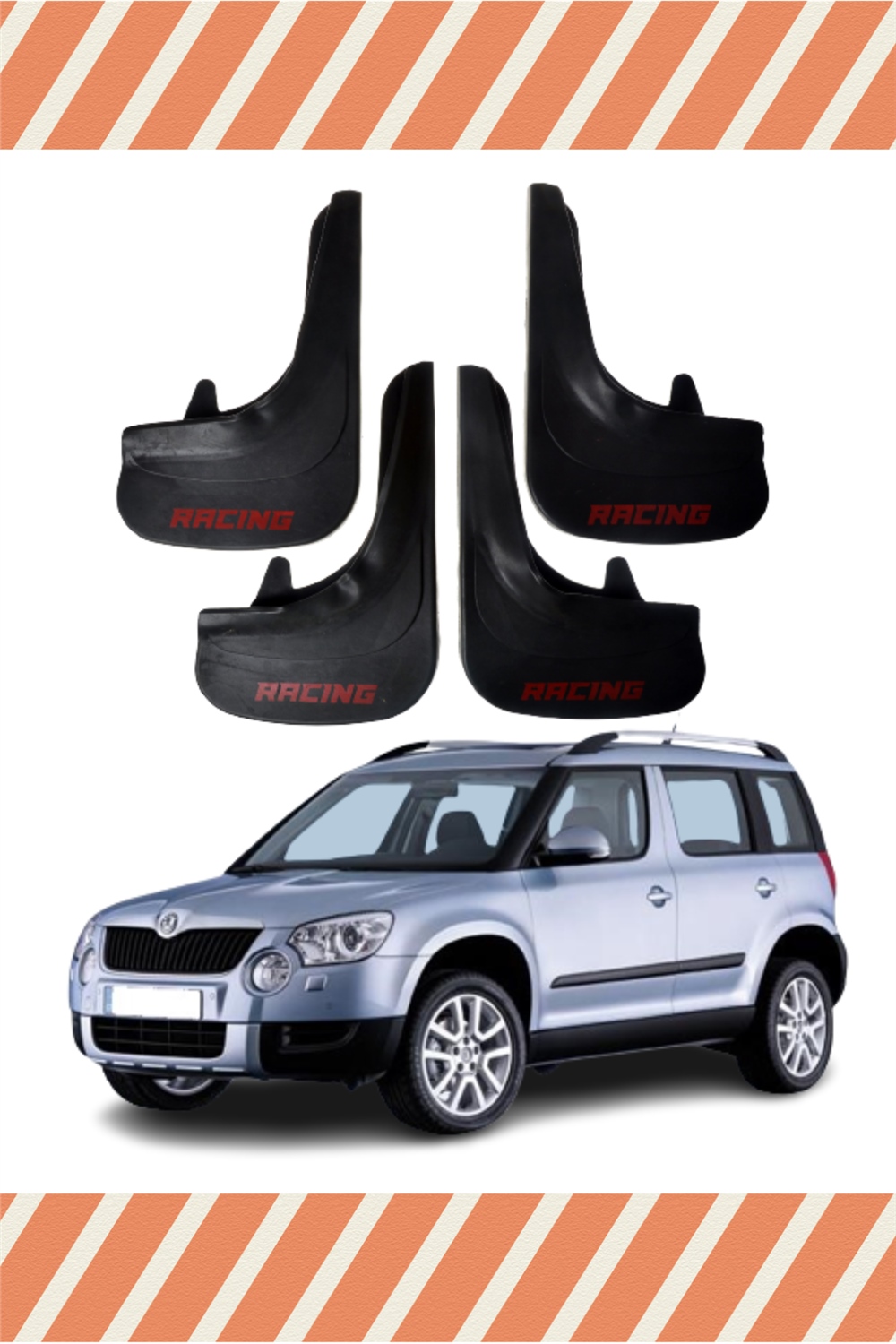 Skoda Yeti Racing Yazılı 4'Lü Tozluk Çamurluk Paçalık 