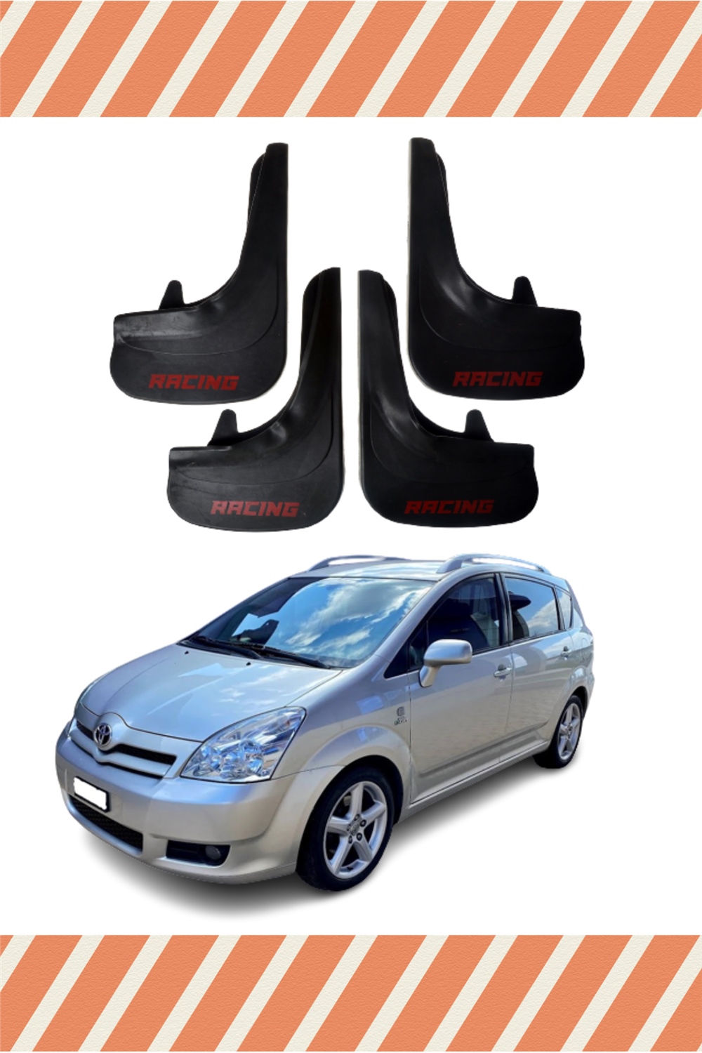 Toyota Verso 2004-2009 Racing Yazılı 4'Lü Tozluk Çamurluk Paçalık 