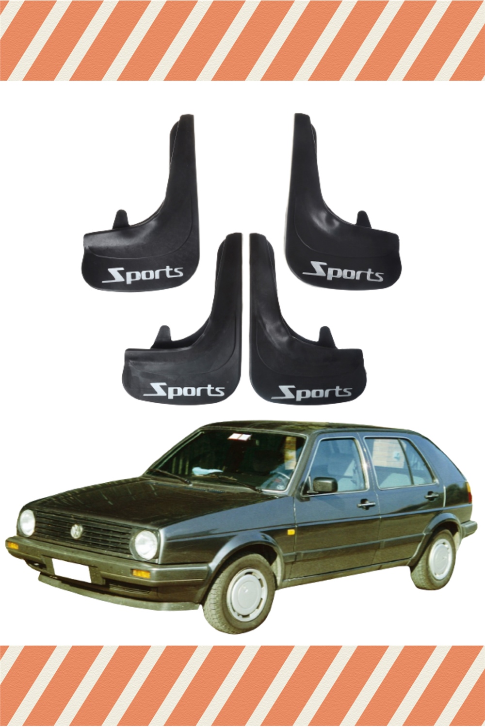 Volswagen Golf 2 Sports Yazılı 4'Lü Tozluk Çamurluk Paçalık 