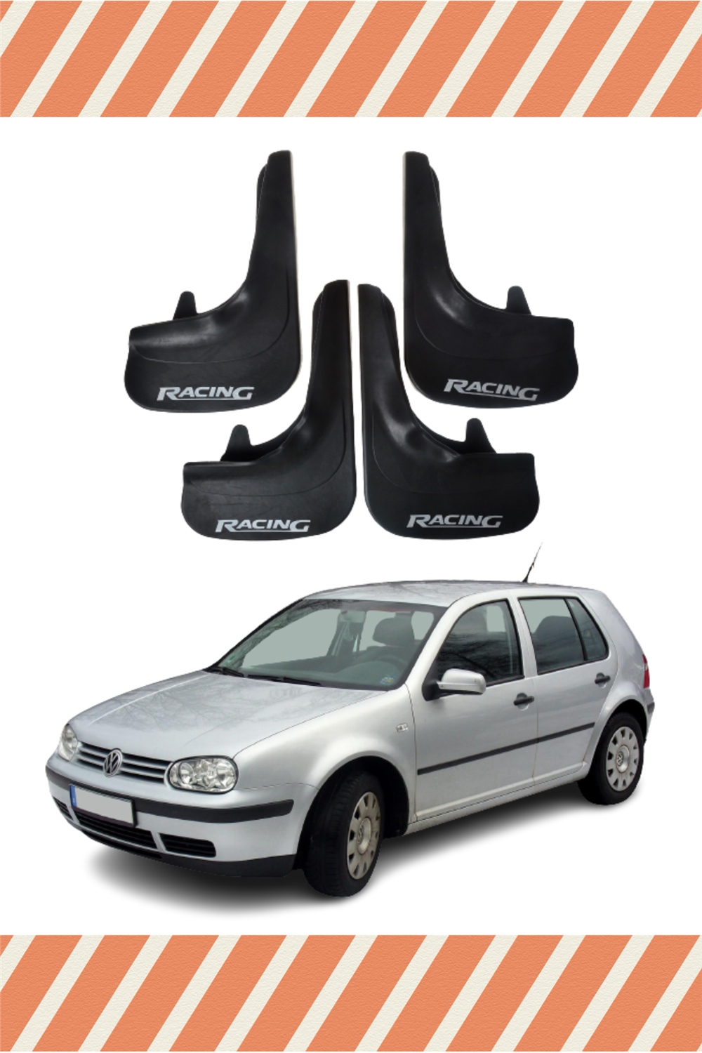 Volswagen Golf 4 Racing Yazılı 4'Lü Tozluk Çamurluk Paçalık 