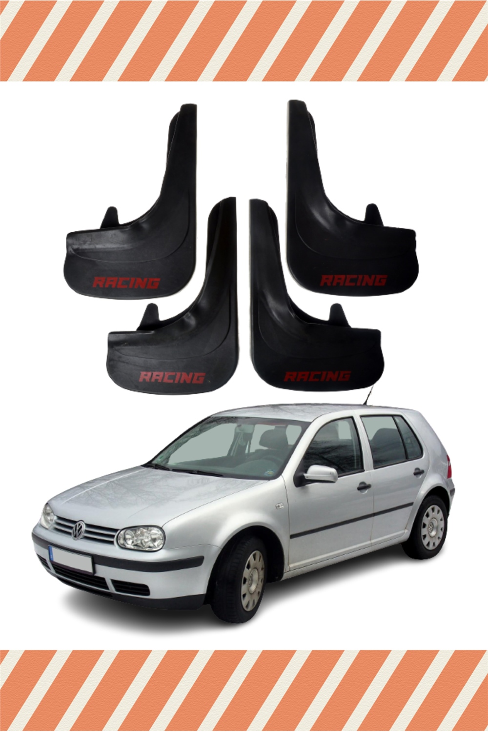 Volswagen Golf 4 Racing Yazılı 4'Lü Tozluk Çamurluk Paçalık 