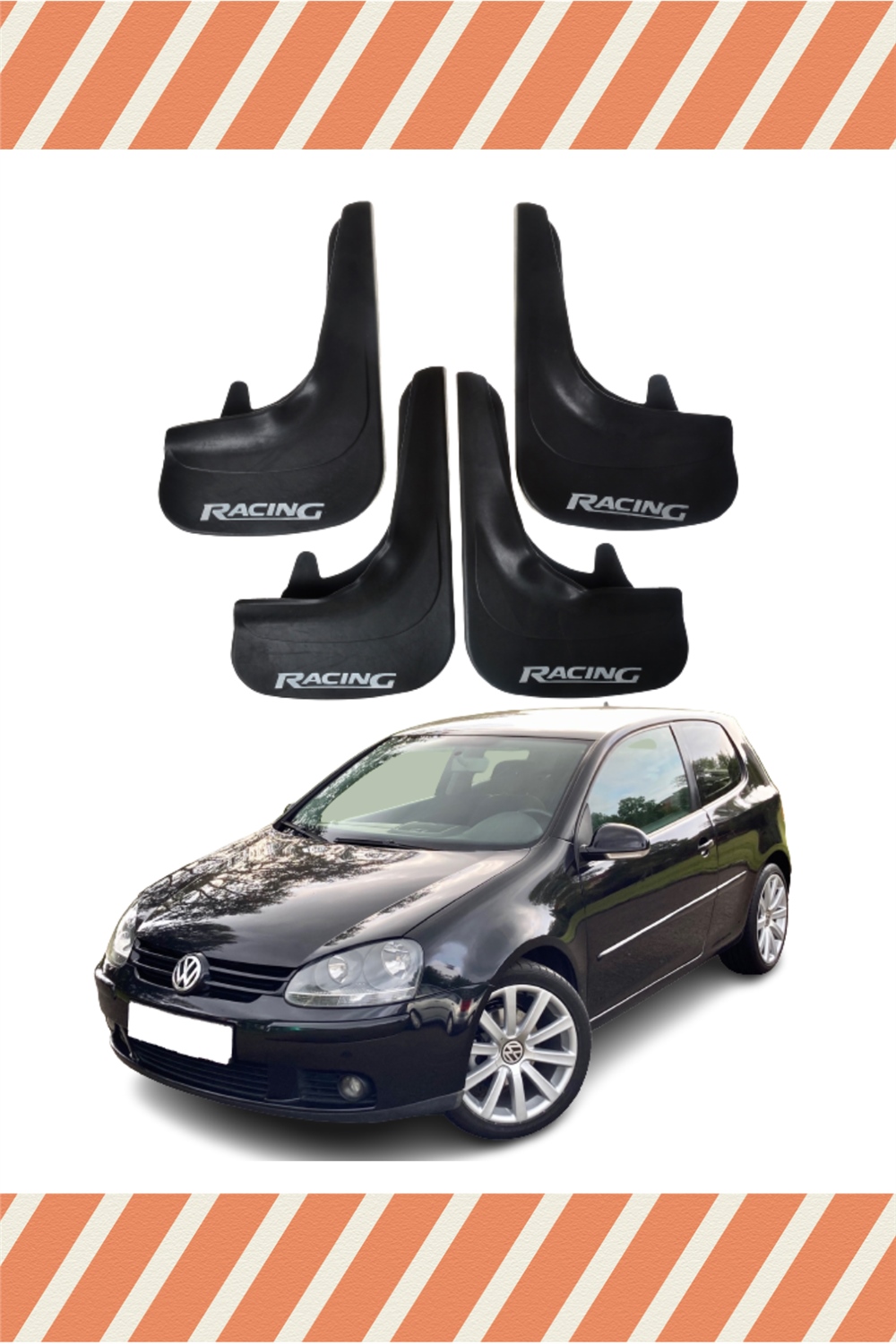 Volswagen Golf 5  Racing Yazılı 4'Lü Tozluk Çamurluk Paçalık 