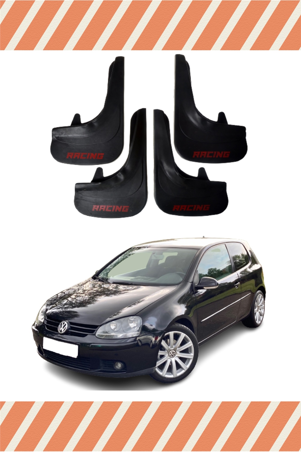 Volswagen Golf 5  Racing Yazılı 4'Lü Tozluk Çamurluk Paçalık 