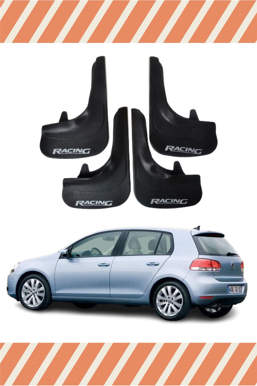 Volswagen Golf 6 Racing Yazılı 4'Lü Tozluk Çamurluk Paçalık 
