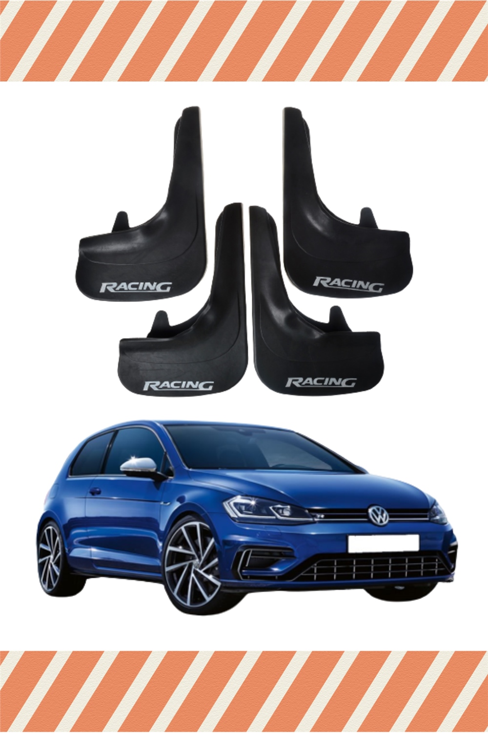 Volswagen Golf 7 Racing Yazılı 4'Lü Tozluk Çamurluk Paçalık 