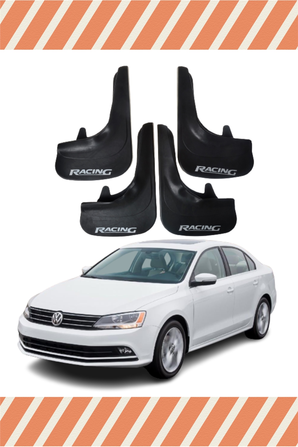 Volswagen Jetta Racing Yazılı 4'Lü Tozluk Çamurluk Paçalık 