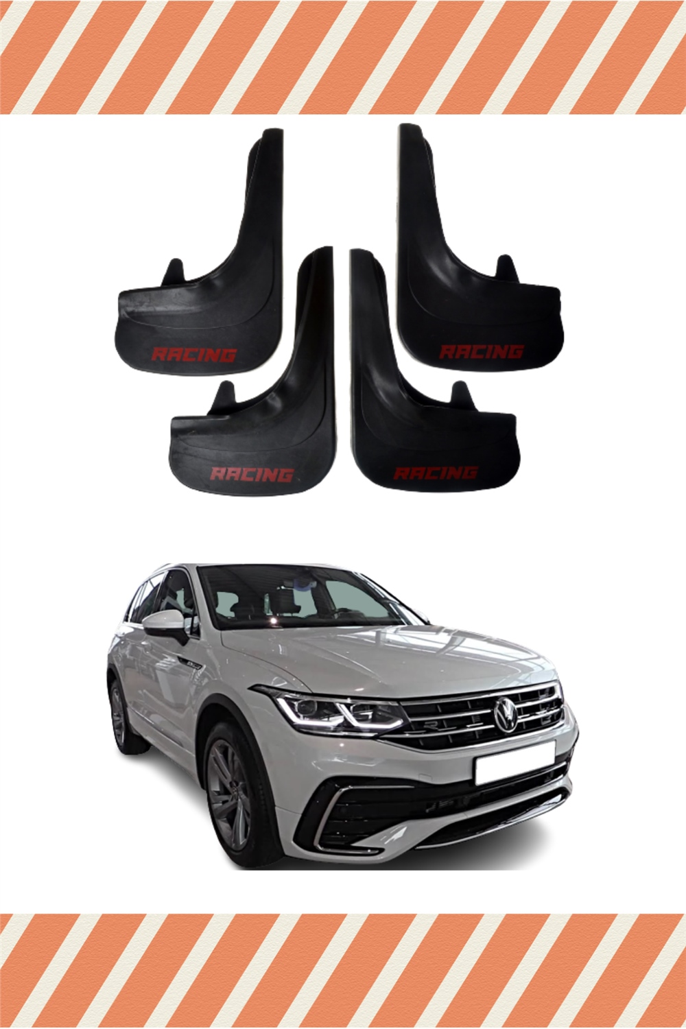 Volswagen Tiguan Tüm Kasalar Racing Yazılı 4'Lü Tozluk Çamurluk Paçalık 