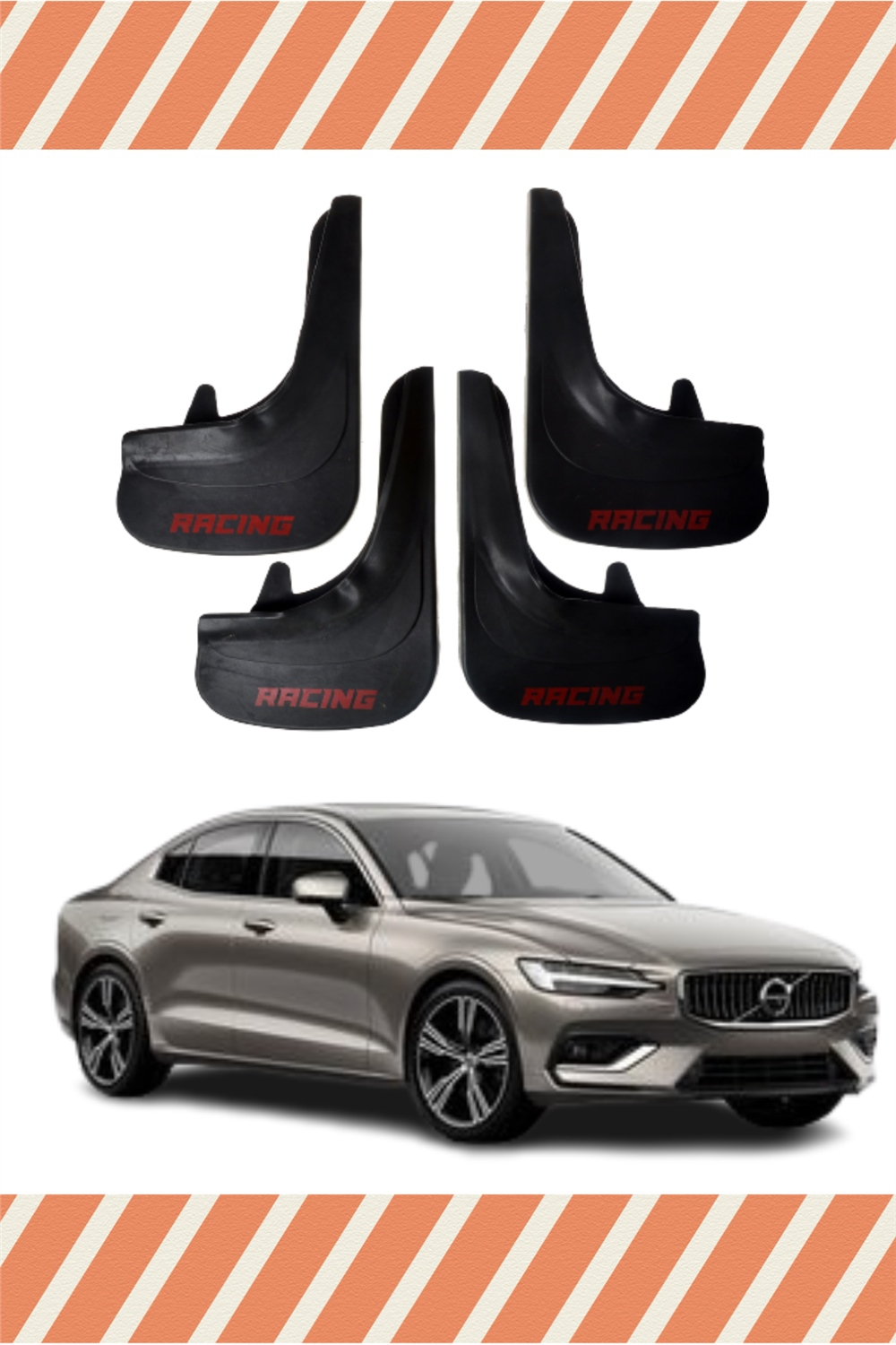 Volvo S 60 Racing Yazılı 4'Lü Tozluk Çamurluk Paçalık 