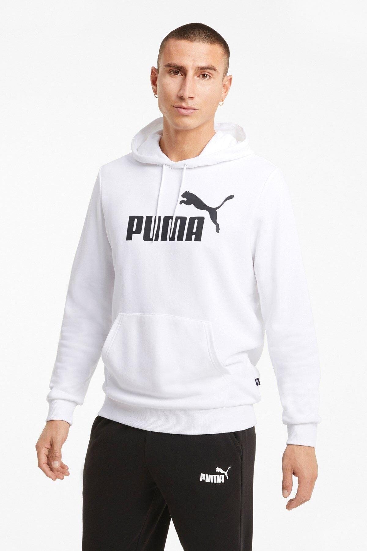  PUMA Ess Big Logo Hoodie Erkek Beyaz Günlük Stil Sweatshirt 58668802