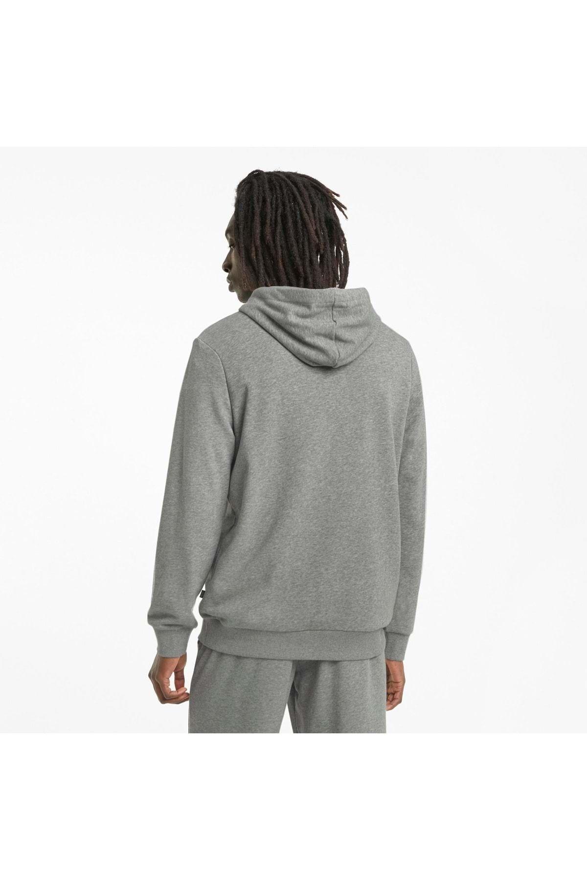 586688 Ess Big Logo Hoodie Erkek Kapüşonlu Sweatshirt Gri