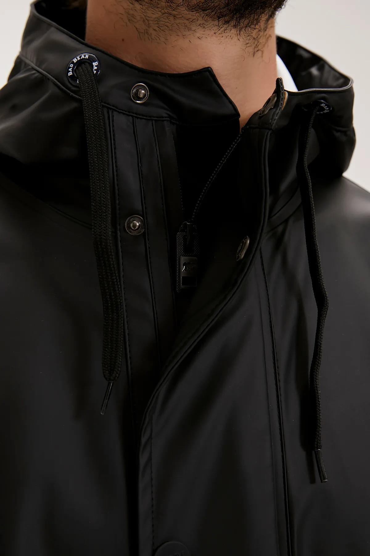Bad Bear Patrol Raincoat Siyah Erkek Kapüşonlu Yağmurluk