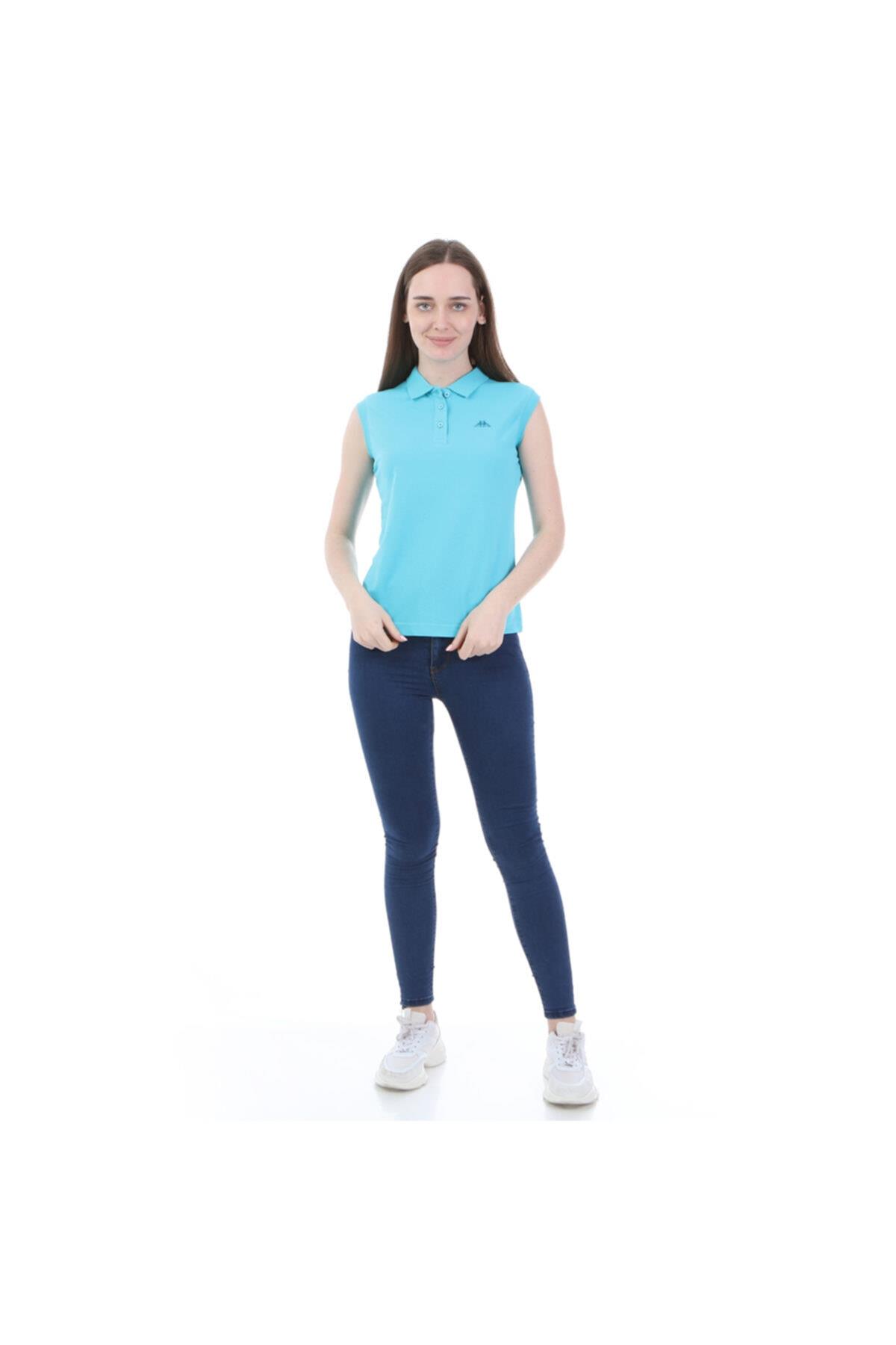 Kappa Kadın Turkuaz Kolsuz Polo Yaka T-shirt