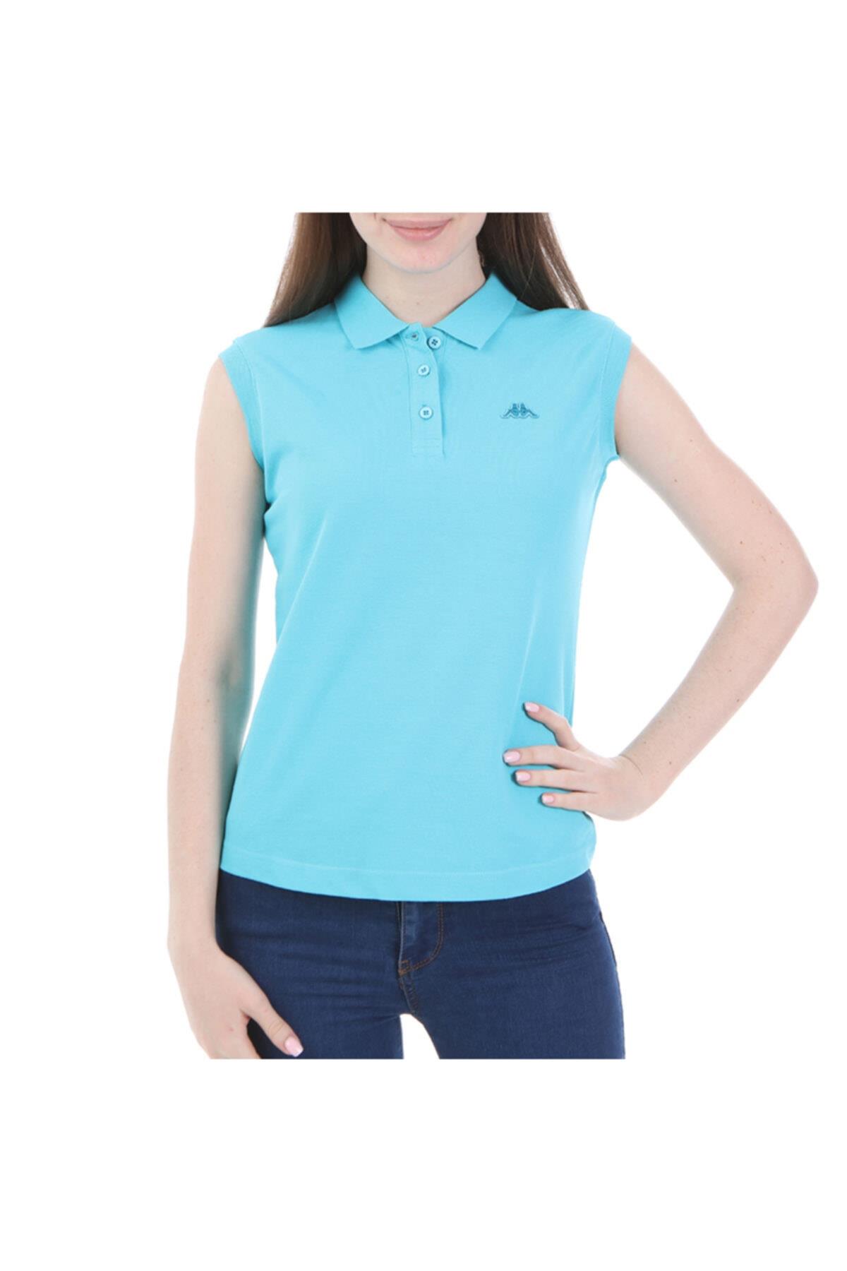 Kappa Kadın Turkuaz Kolsuz Polo Yaka T-shirt
