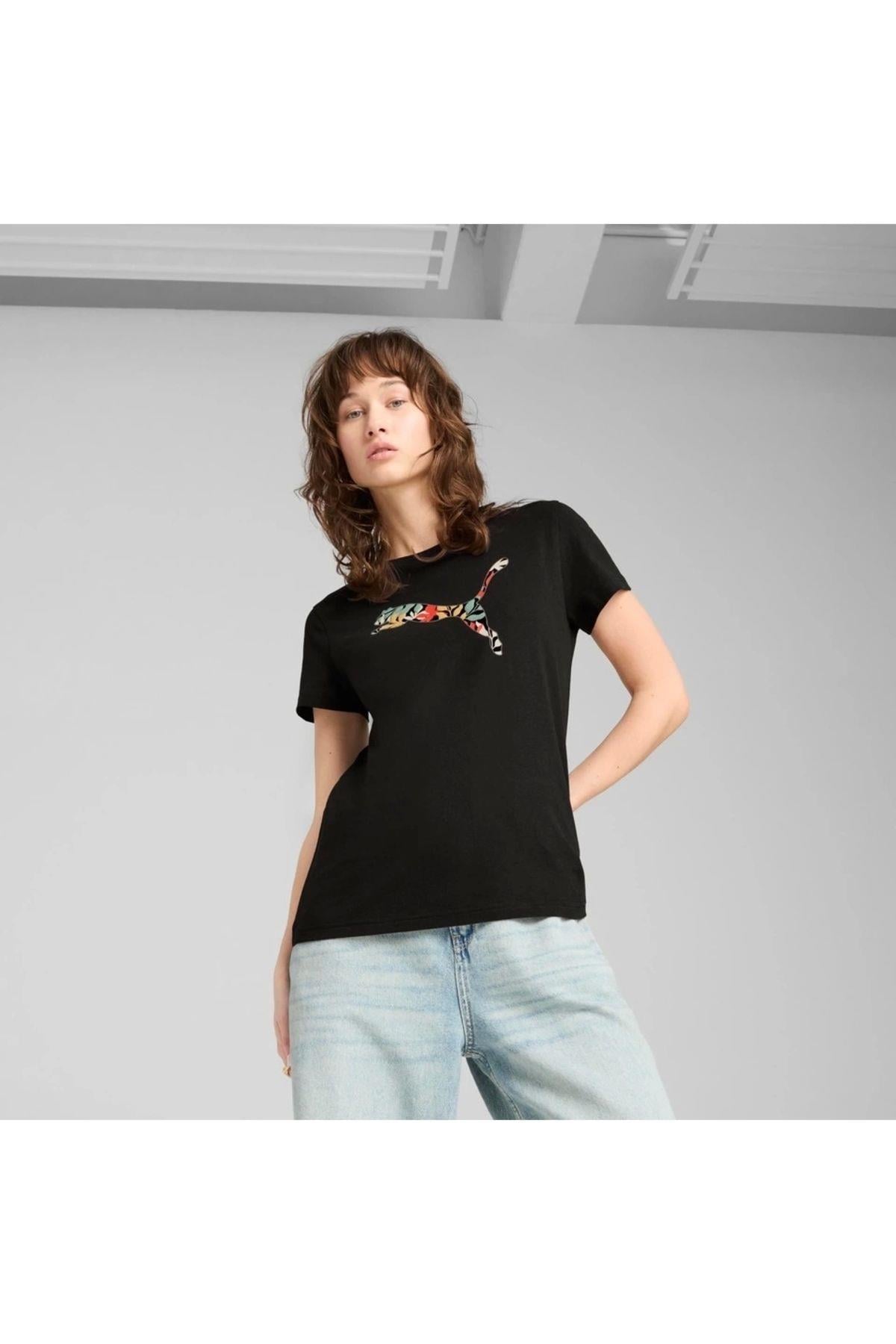 Puma GRAPHICS Floral Cat Logo Tee Kadın T-shirt