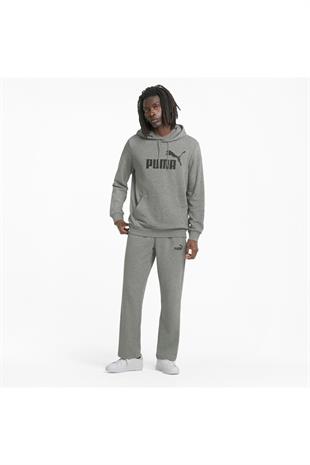 586688 Ess Big Logo Hoodie Erkek Kapüşonlu Sweatshirt Gri