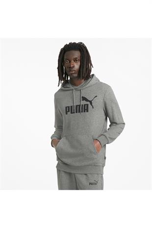 586688 Ess Big Logo Hoodie Erkek Kapüşonlu Sweatshirt Gri