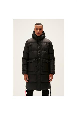 Bad Bear Goose Tail Puffer Siyah Erkek Kapüşonlu Uzun Mont 