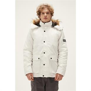 Bad Bear Rock Rabbit Erkek Beyaz Kapüşonlu Mont