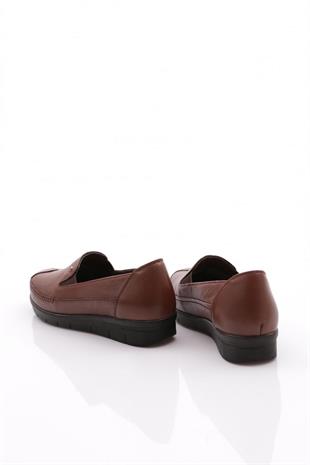 Dgn Kadın Comfort Ayakkabı Taba Hakiki Deri
