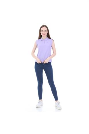 Kappa Kadın Lila Kolsuz Polo Yaka T-shirt