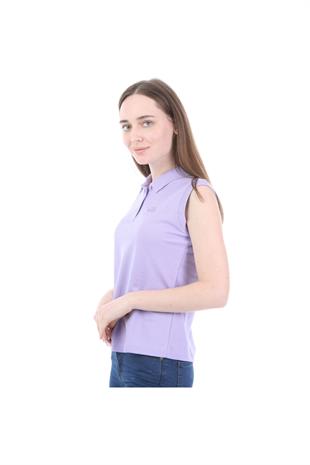 Kappa Kadın Lila Kolsuz Polo Yaka T-shirt