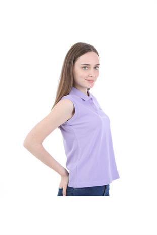 Kappa Kadın Lila Kolsuz Polo Yaka T-shirt