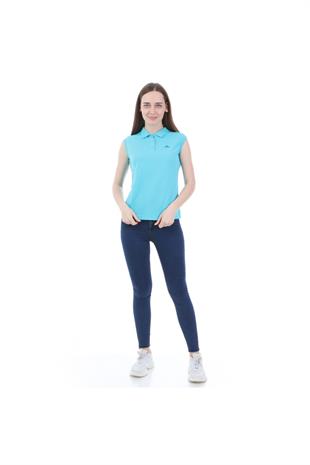 Kappa Kadın Turkuaz Kolsuz Polo Yaka T-shirt