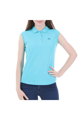 Kappa Kadın Turkuaz Kolsuz Polo Yaka T-shirt
